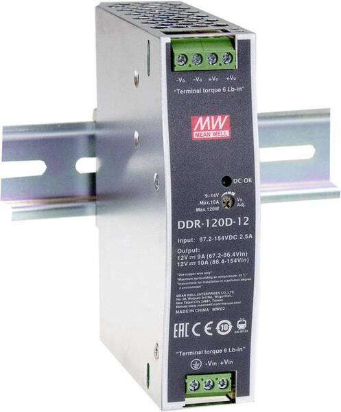 Mean Well DDR-120A-48 Hutschienen-DC/DC-Wandler (DIN-Rail) 48 V/DC 2.1 A 100.8 W Anzahl Ausgänge:1 x Inhalt 1 St.