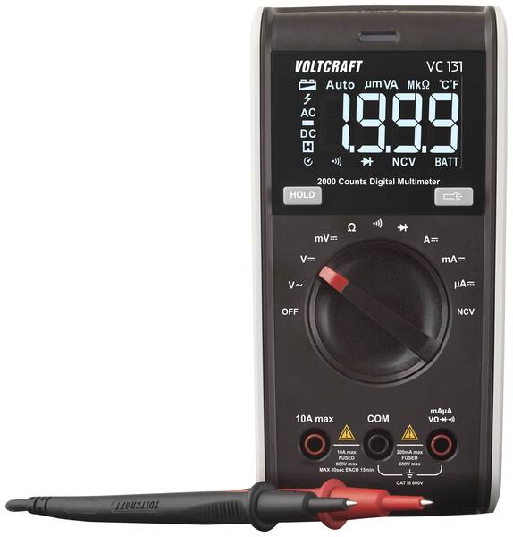 VOLTCRAFT VC131 Hand-Multimeter kalibriert (ISO) digital CAT III 250 V Anzeige (Counts): 2000