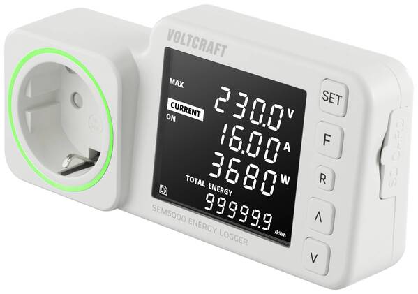 VOLTCRAFT SEM5000 Energiekosten-Messgerät Kostenprognose, Alarmfunktion, Stromtarif einstellbar, Datenloggerfunktion