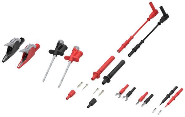 Electro PJP 426 Set aus Prüfspitzen + Messleitungen + Klemmhaken + Adapter + Krokodilklemmen