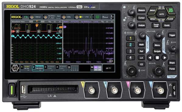 Rigol DHO924 Digital-Oszilloskop 200 MHz 1.25 GSa/s 50 Mpts 12 Bit 1 St.