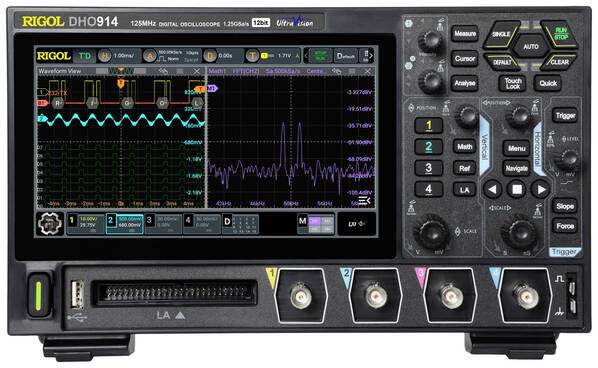 Rigol DHO914 Digital-Oszilloskop 125 MHz 1.25 GSa/s 50 Mpts 12 Bit 1 St.