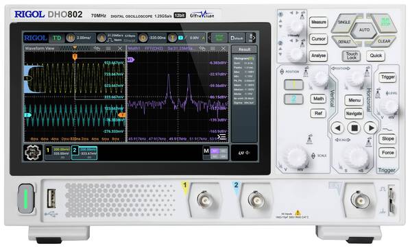 Rigol DHO802 Digital-Oszilloskop 70 MHz 1.25 GSa/s 25 Mpts 12 Bit 1 St.