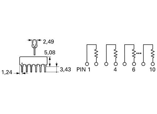 Bourns 4604X-102-103LF Widerstandsnetzwerk 10 kΩ THT SIP-4 0.3 W 1 St.