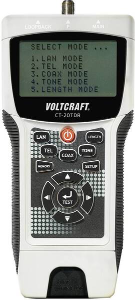 Kabeltester CT-20TDR VOLTCRAFT CT-20TDR Geeignet für geschirmte/ungeschirmte Kabel, CAT3, CAT4, CAT5, CAT5E, CAT6, Coa