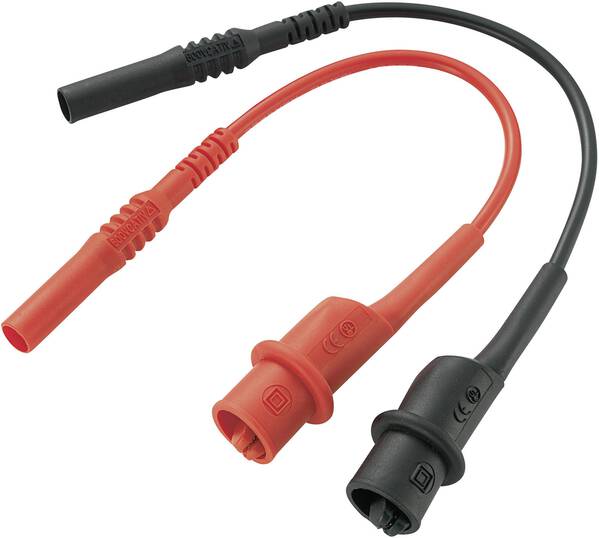 VOLTCRAFT MS-10-BK Sicherheits-Messleitungs-Set Lamellenstecker 4 mm Abgreifklemmen 10.00 cm Schwarz, Rot 1 St.
