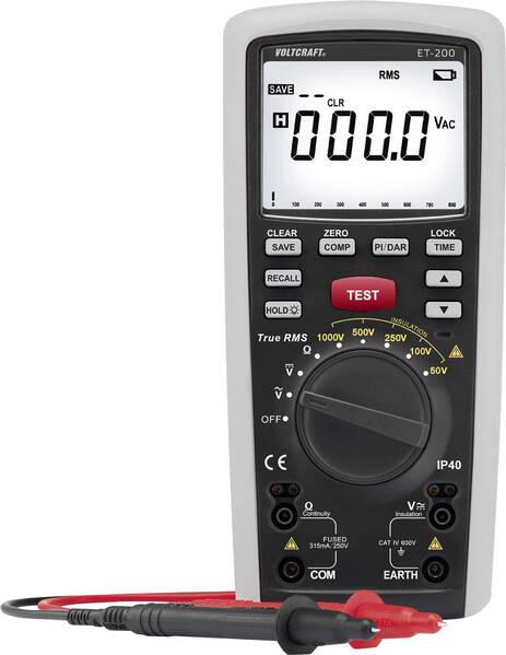 VOLTCRAFT ET-200 Isolationsmessgerät 50 V, 100 V, 250 V, 500 V, 1000 V 20 GΩ