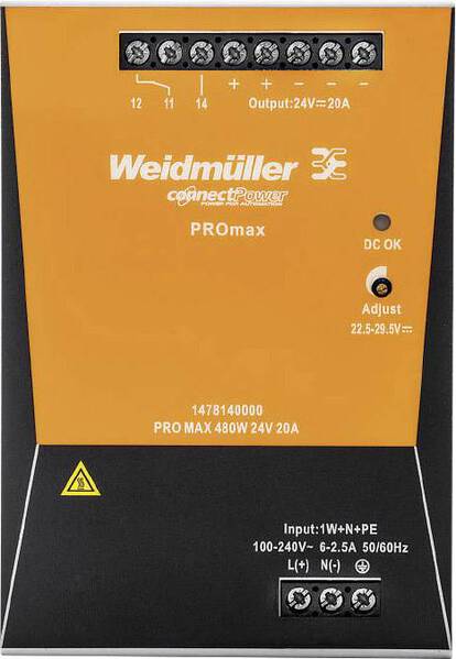 Weidmüller PRO MAX 480W 24V 20A Hutschienen-Netzteil (DIN-Rail) 24 V/DC 20 A 480 W Inhalt 1 St.