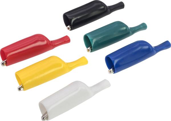 VOLTCRAFT MSK-106 Krokodilklemmen-Set Steckanschluss 2 mm Rot, Schwarz, Gelb, Blau, Grün, Weiß