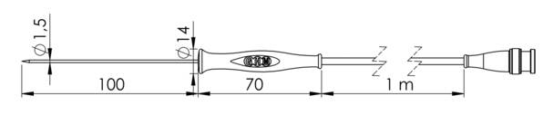 Greisinger GF 1T-E1.5 Einstechfühler -70 bis 250 °C Fühler-Typ Pt1000