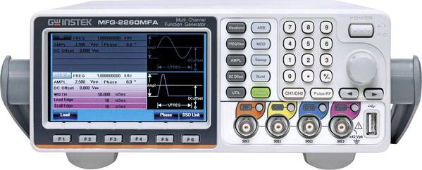 GW Instek MFG-2260MFA Funktionsgenerator netzbetrieben 1 µHz - 60 MHz 2-Kanal Arbiträr, Sinus, Rechteck, Dreieck, Puls