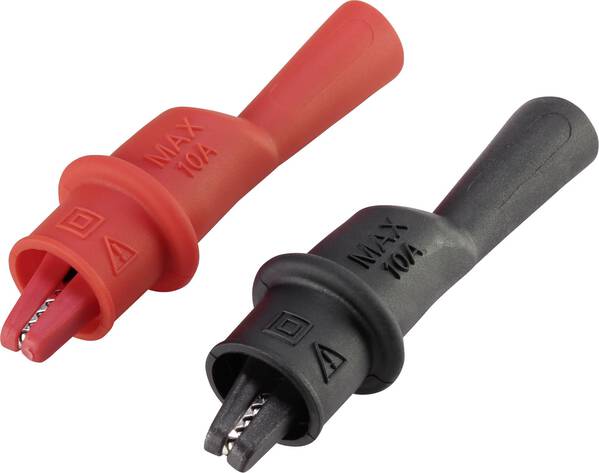 VOLTCRAFT MSK-104 Krokodilklemme Stecker 4 mm CAT III 1000 V, CAT IV 600 V Schwarz, Rot