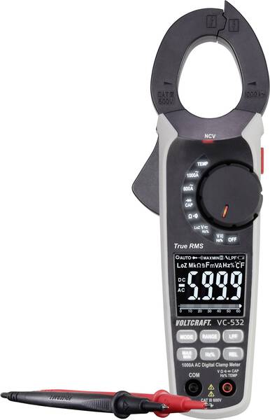 VOLTCRAFT VC-532 Stromzange kalibriert (ISO) digital CAT III 600 V Anzeige (Counts): 6000