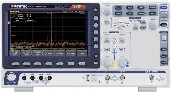 GW Instek MDO-2202EX Digital-Oszilloskop 200 MHz 1 GSa/s 10 Mpts 8 Bit Digital-Speicher (DSO), Spectrum-Analyser, Mult