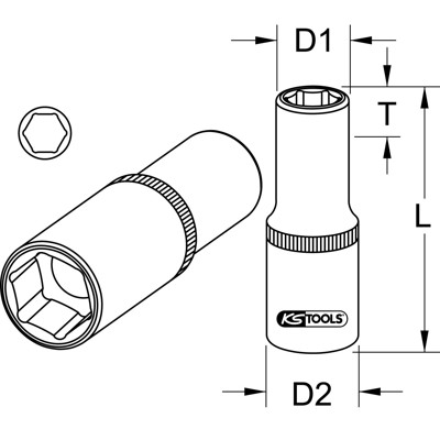 KSTOOLS® - 1/2" Sechskant-Stecknuss, lang, 9/16''