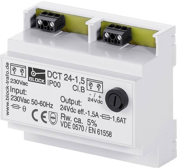 Block DCT 24-2,5 Ungeregelte Gleichstromversorgung 24 V/DC 2.5 A 60 W Anzahl Ausgänge:1 x Inhalt 1 St.