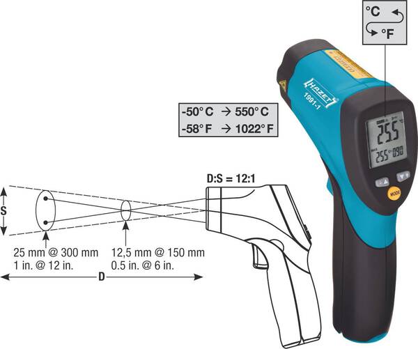 Hazet 1991-1 Infrarot-Thermometer Optik 12:1 -50 - +550 °C