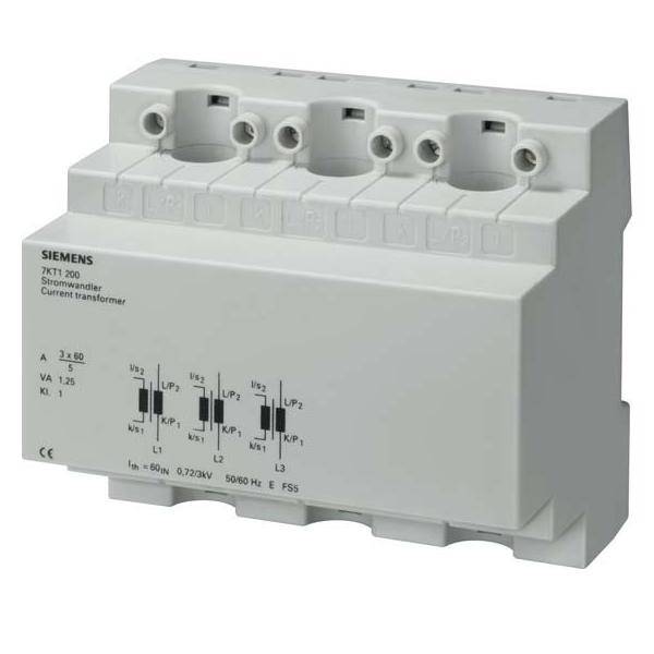 Siemens 7KT1200 Stromwandler 3phasig Primärstrom 60 A Sekundärstrom 5 A Leiterdurchführung Ø:13 mm Schraubbefestigung 1