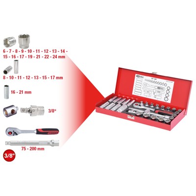 KSTOOLS® - 3/8" Steckschlüssel-Satz, 30-teilig