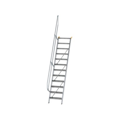 MUNK Günzburger Steigtechnik - Alutreppe 12 Stufen, 60°, Breite 600mm, einseitiger Handlauf, Stufentiefe 200mm