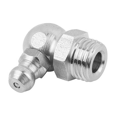 KIPP - KEGELSCHMIERNIPPEL DIN71412, FORM:C ABGEWINKELT 90° M. 6-KANT, M06X1, L=18, EDELSTAHL BLANK