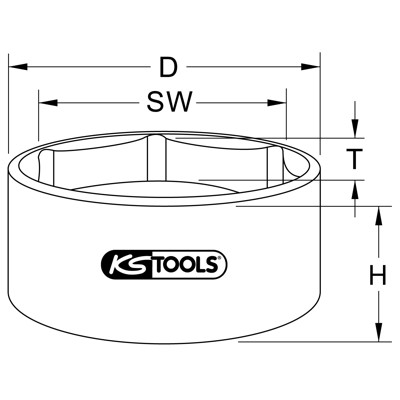 KSTOOLS® - 1" Achsmuttern-Schlüssel, 6-kant, kurz, 95mm