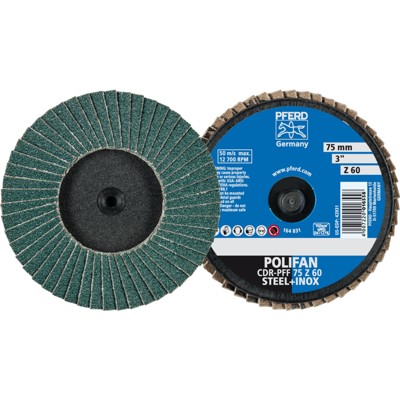 PFERD - COMBIDISC Zirkon Mini-POLIFAN CDR Ø 75 mm Z60 für gehärteten Stahl