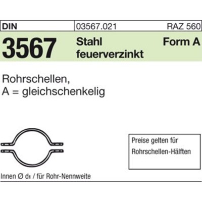 NOBRAND - Rohrschellen-Hälften DIN 3567 Stahl feuerverzinkt ø27mm NW 20