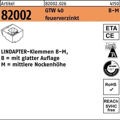 NOBRAND - LINDAPTER-Klemmen ART 82002 GT B MM 16 feuerverzinkt, mittel ** S