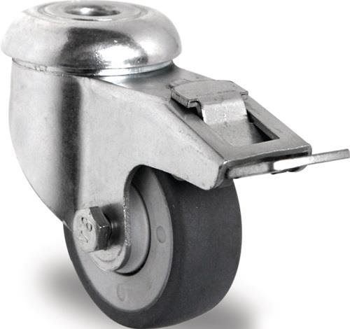Lenkrolle m.Festst.D.50mm Trgf.50kg m.Rückenloch 11mm Kugell.Gum.grau PROMAT
